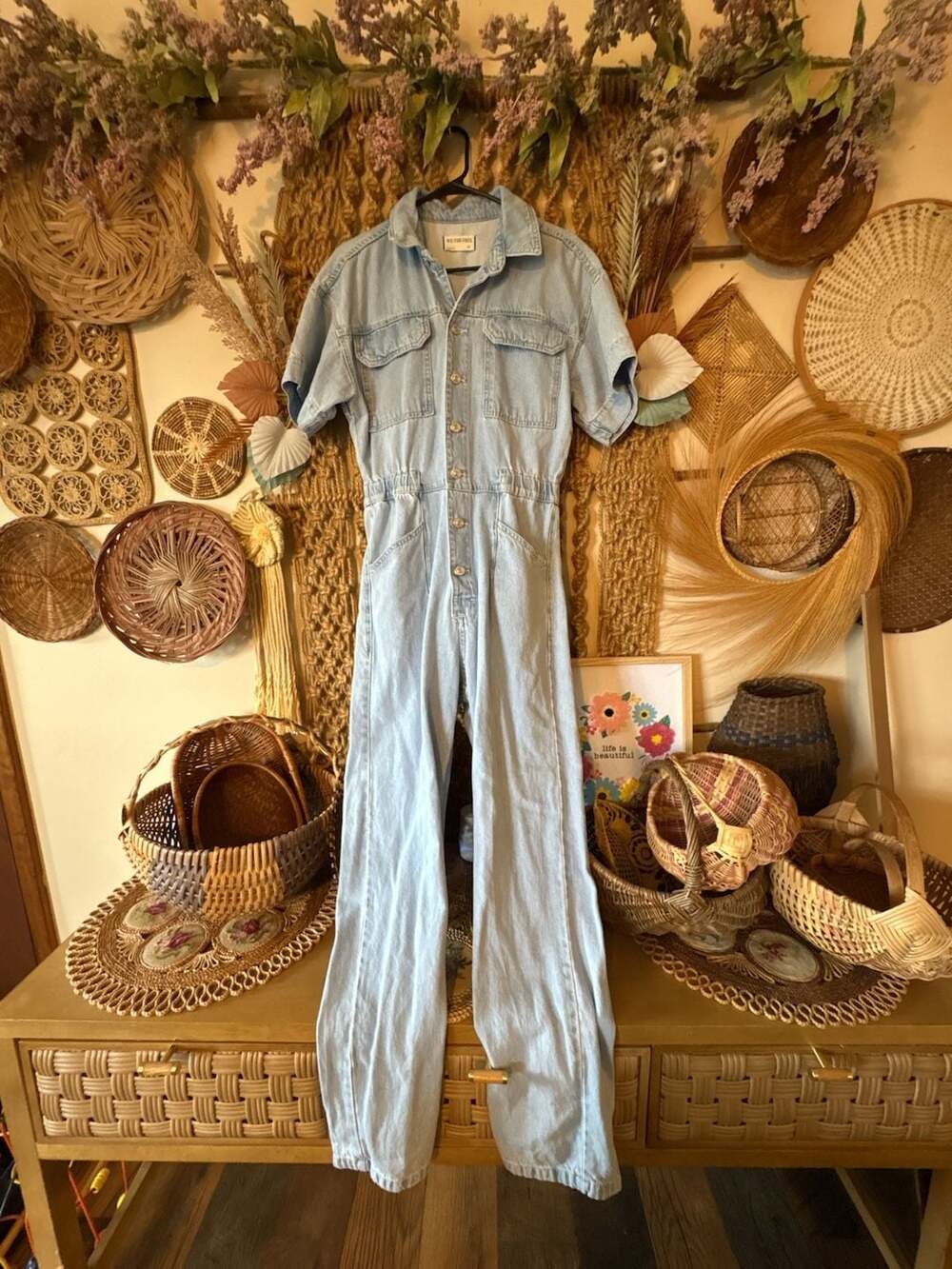 We The Free By Free People Marci Denim Jumpsuit Size M